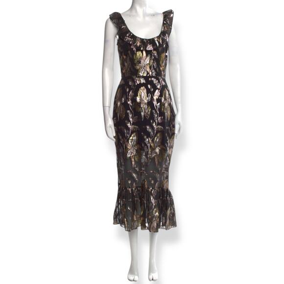 New w/ Tags WE ARE KINDRED silk metallic floral dress HARLOW FLOUNCE gown. - Picture 15 of 17